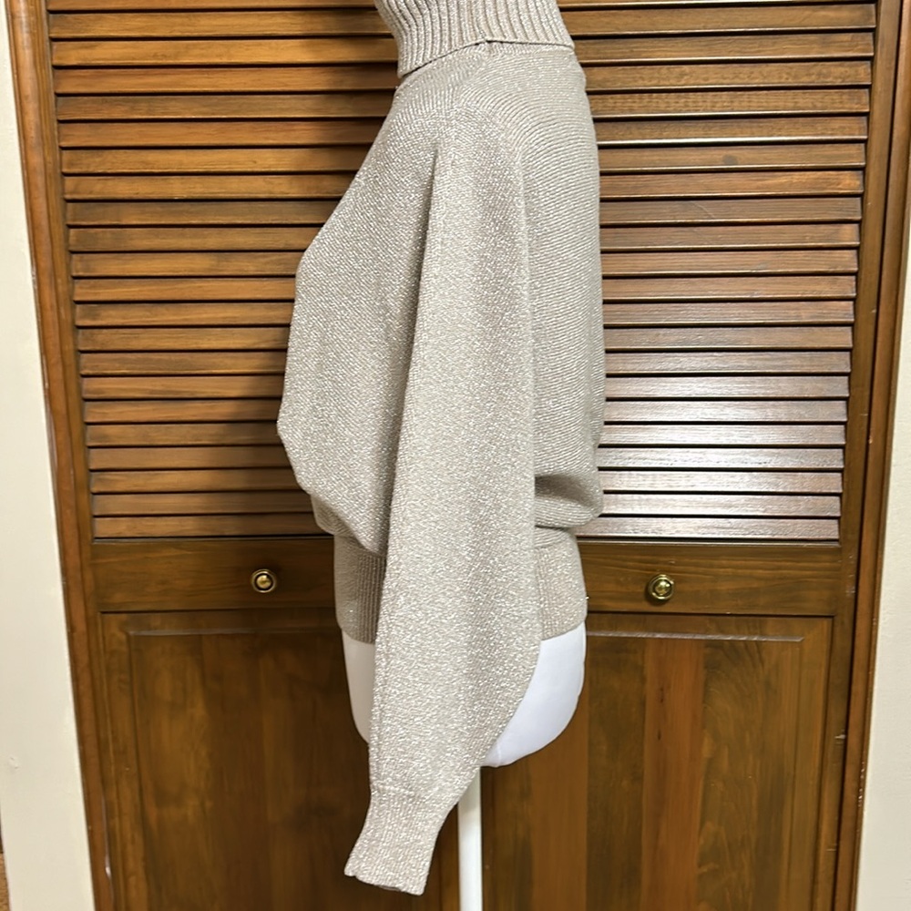 Philosophy Silver Metallic Glitter Dolman Sleeve T-Neck Sweater Size M - Picture 5 of 7